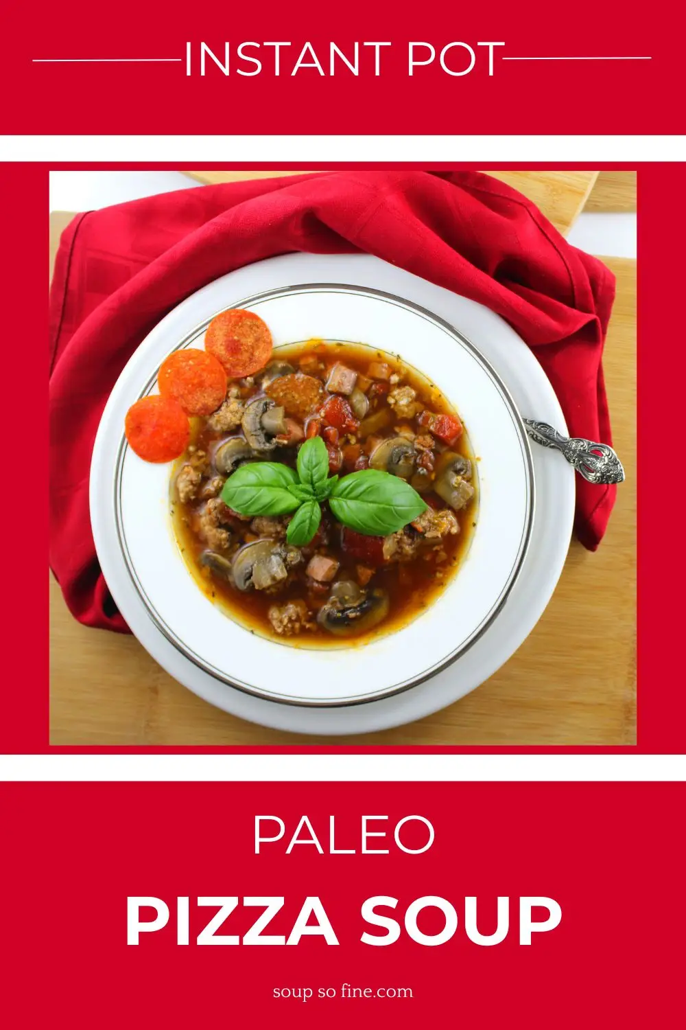 bowl of paleo pizza soup for the instant pot