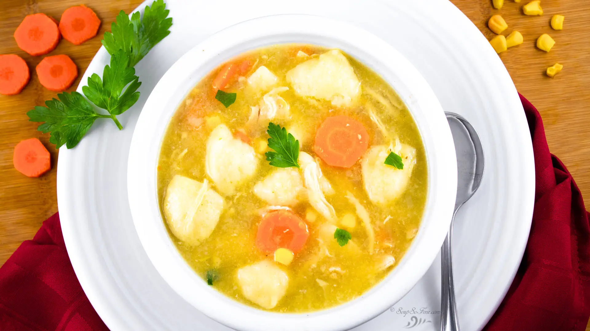 Bowl of Chicken Dumpling Soup Crockpot in a bowl