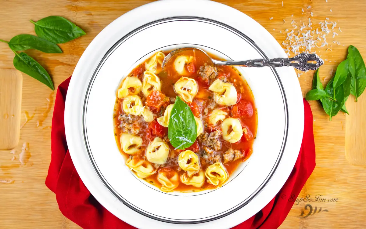 Bowl of Italian Sausage Tortellini Soup
