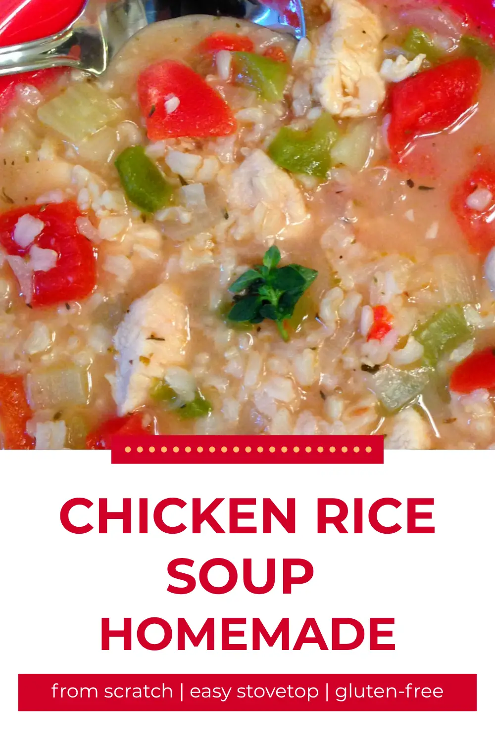 Bowl of Chicken Rice Soup Homemade